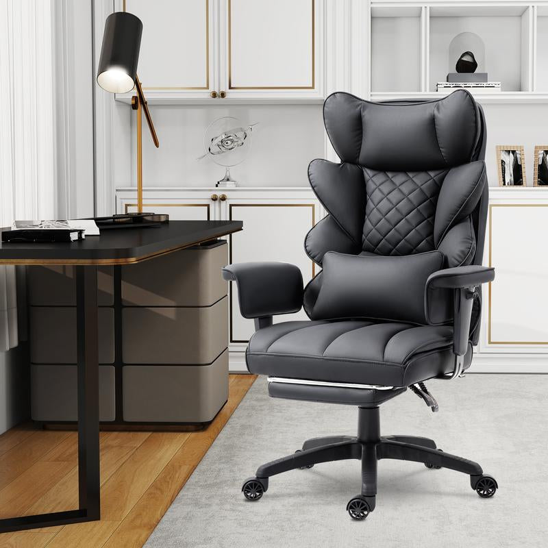 Dowinx Ergonomic Office Chair - Big & Tall Executive Desk Chair with Pocket Spring Lumbar Support, High-Back Adjustable Gaming Chair, Removable Footrest & 3D Armrests
