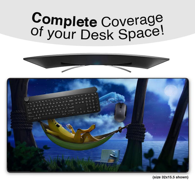 Extra Large Banana Chilling Mousepad - Popular Gaming Accessories - Anti-Slip Rubber Base, Gaming Deskmat
