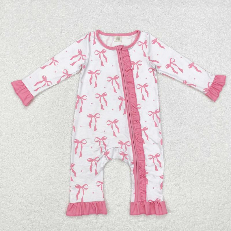 Lr1584--Baby Clothes Long Sleeve Pink Zipper Romper Newborn Cozy
