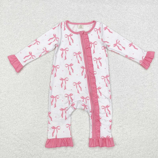 Lr1584--Baby Clothes Long Sleeve Pink Zipper Romper Newborn Cozy