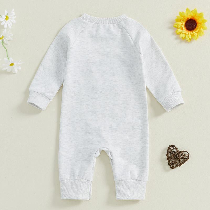 Baby Boy Fall Outfit Newborn Jumpsuit Infant Mama'S Boy Long Sleeve Crewneck Letter Embroidery Romper Cute Bodysuit Clothes