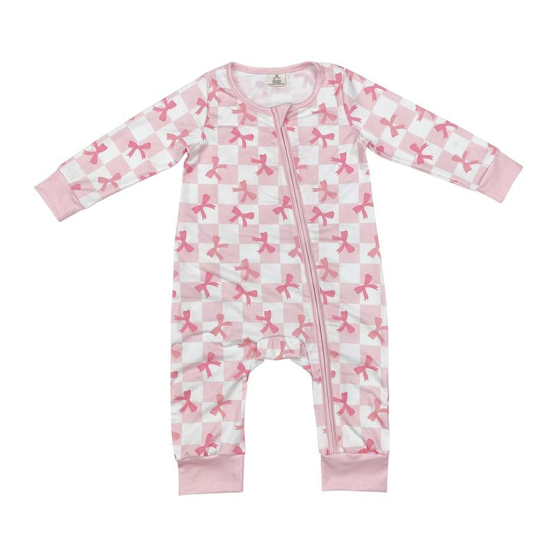 Lr1584--Baby Clothes Long Sleeve Pink Zipper Romper Newborn Cozy