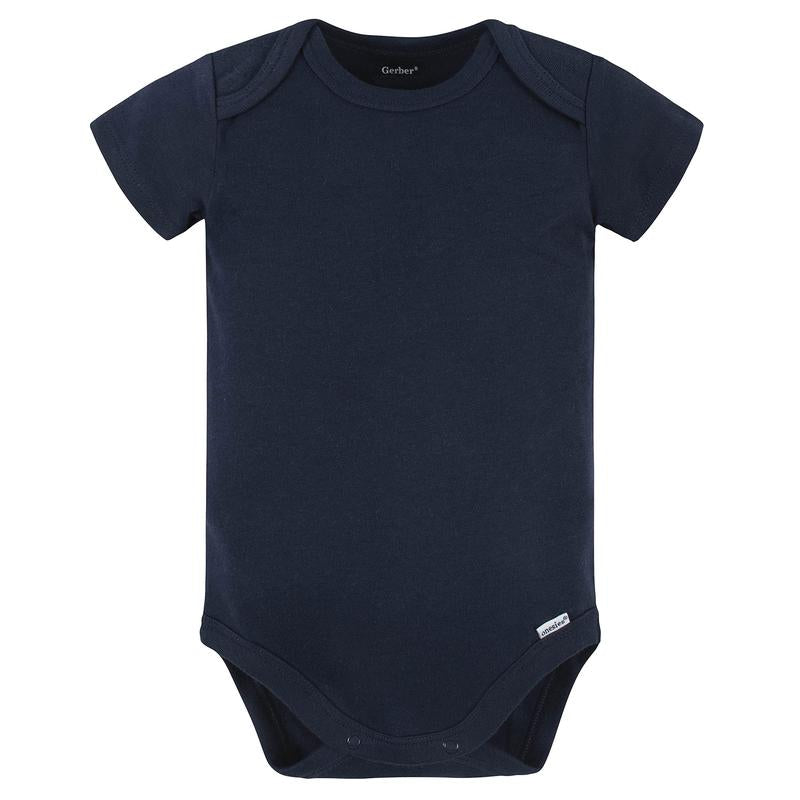 Gerber Baby Boys and Girls Onesies® Brand Short Sleeve Bodysuits, Navy, 5-Pack