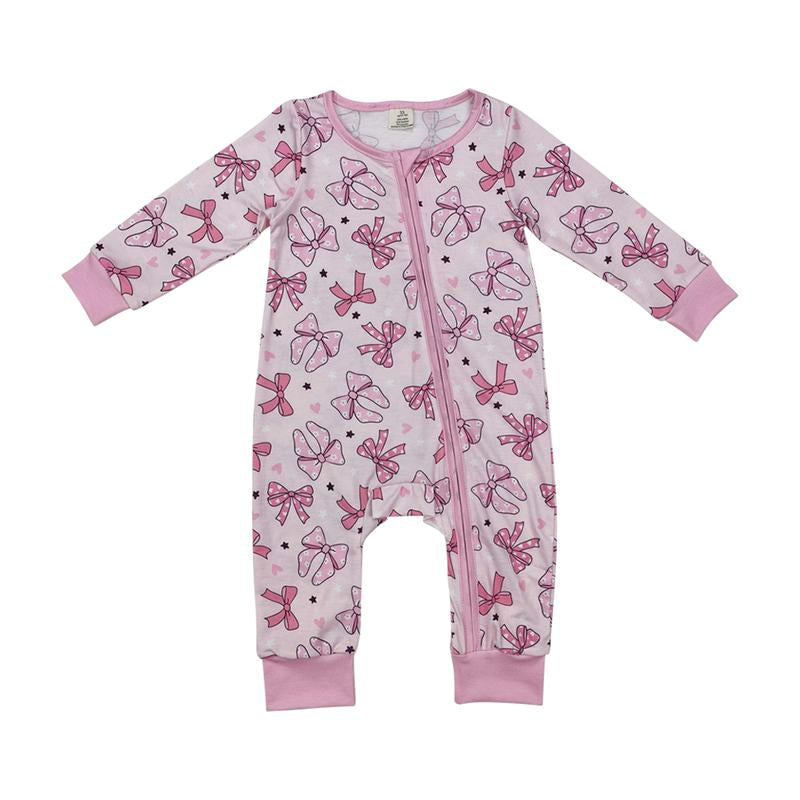 Lr1584--Baby Clothes Long Sleeve Pink Zipper Romper Newborn Cozy