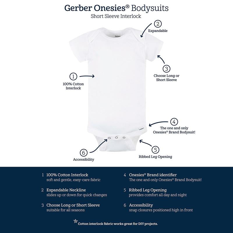 Gerber Baby Boys and Girls Onesies® Brand Short Sleeve Bodysuits, Navy, 5-Pack
