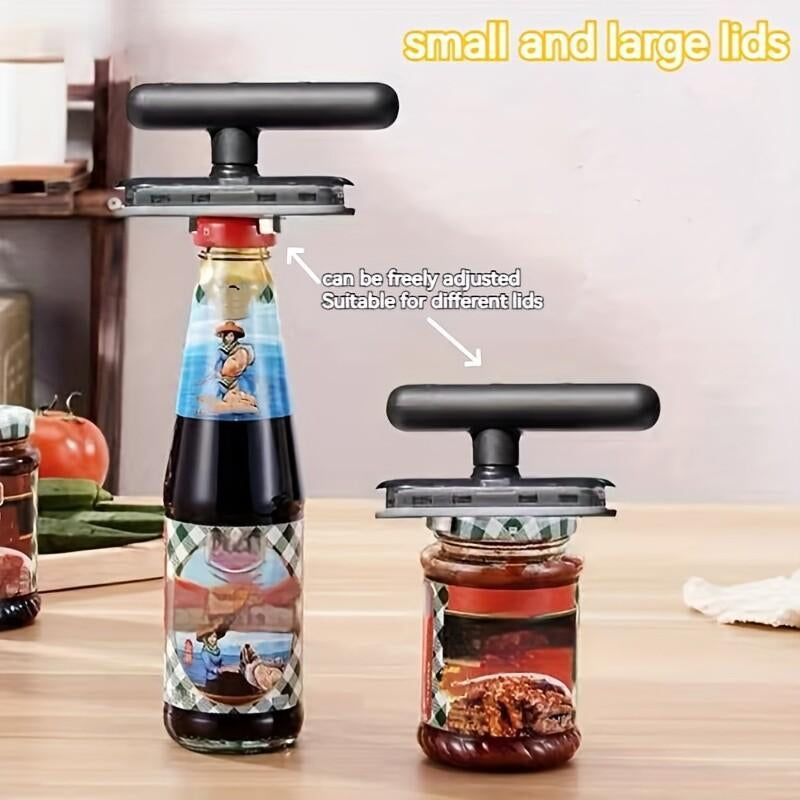 1PC Bottle Cap Opener - Stainless Steel Bottle Cap Opener with Adjustable Rotary Powerless Bottle Opener with Grip Kitchen Utensils