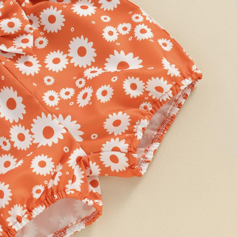 Baby Girl Summer Outfits Letter Embroidered Short Sleeve Rompers Floral Print Shorts Headband 3Pcs Clothes Set