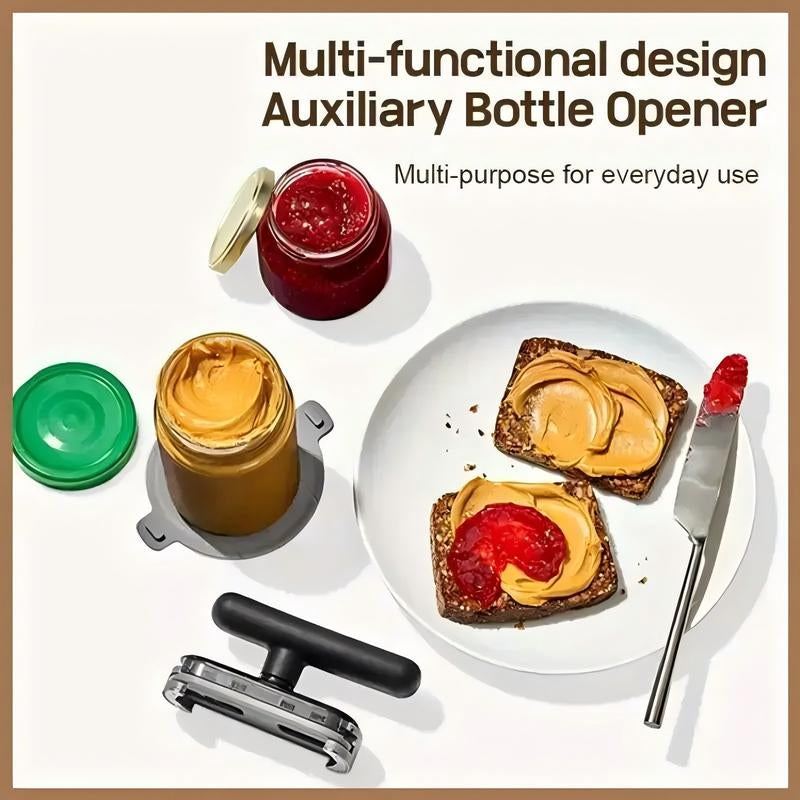 1PC Bottle Cap Opener - Stainless Steel Bottle Cap Opener with Adjustable Rotary Powerless Bottle Opener with Grip Kitchen Utensils