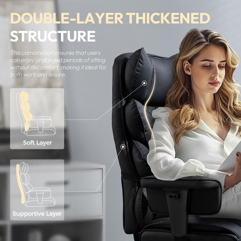 Dowinx Ergonomic Office Chair - Big & Tall Executive Desk Chair with Pocket Spring Lumbar Support, High-Back Adjustable Gaming Chair, Removable Footrest & 3D Armrests