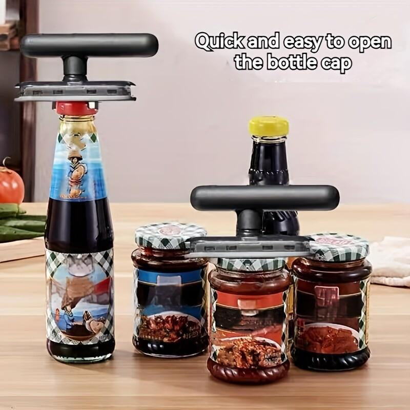1PC Bottle Cap Opener - Stainless Steel Bottle Cap Opener with Adjustable Rotary Powerless Bottle Opener with Grip Kitchen Utensils