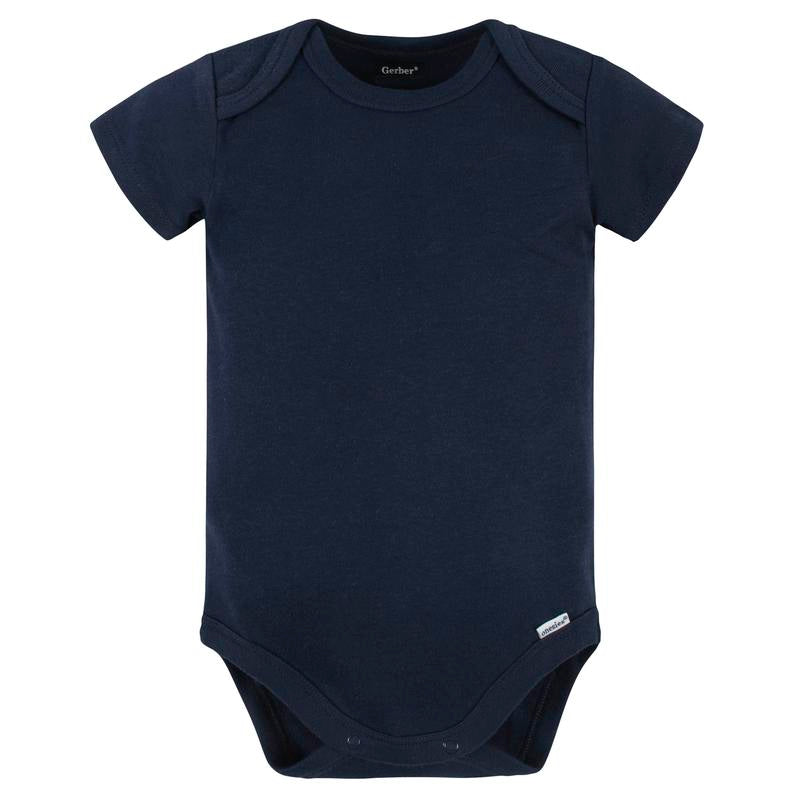 Gerber Baby Boys and Girls Onesies® Brand Short Sleeve Bodysuits, Navy, 5-Pack