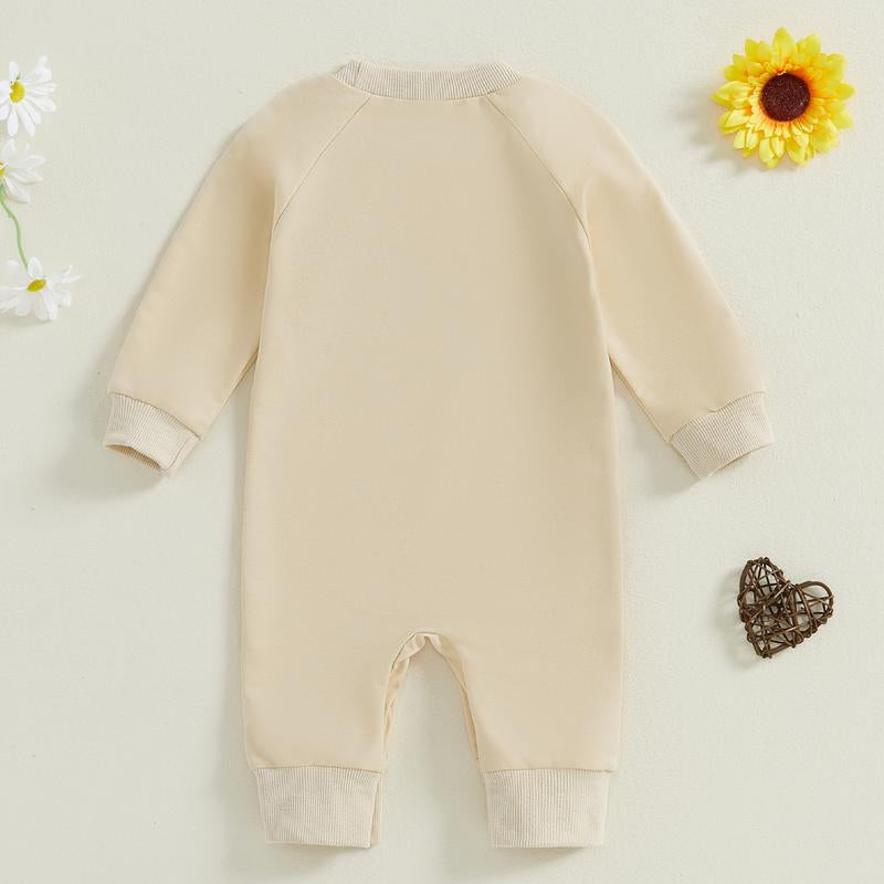Baby Boy Fall Outfit Newborn Jumpsuit Infant Mama'S Boy Long Sleeve Crewneck Letter Embroidery Romper Cute Bodysuit Clothes