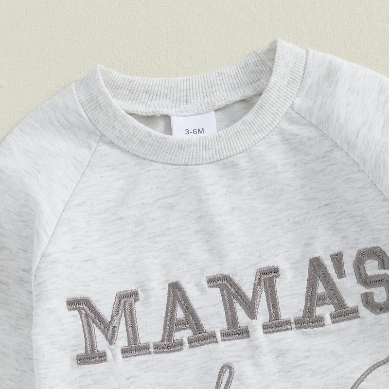 Baby Boy Fall Outfit Newborn Jumpsuit Infant Mama'S Boy Long Sleeve Crewneck Letter Embroidery Romper Cute Bodysuit Clothes