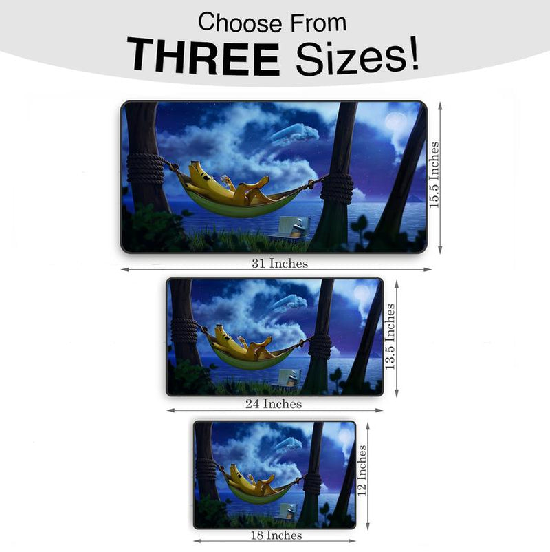 Extra Large Banana Chilling Mousepad - Popular Gaming Accessories - Anti-Slip Rubber Base, Gaming Deskmat