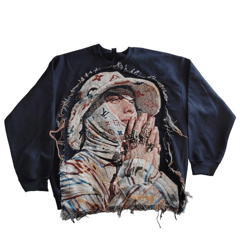 Lagarme Y2K Sweater - DOOM Tapestry Hoodie, Casual Fashion, Long Sleeve, Handmade Anime Gift, Stylish Crewneck Sweatshirt