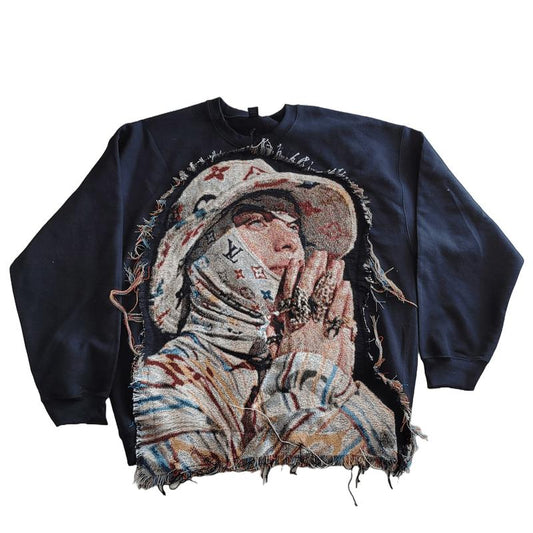 Lagarme Y2K Sweater - DOOM Tapestry Hoodie, Casual Fashion, Long Sleeve, Handmade Anime Gift, Stylish Crewneck Sweatshirt