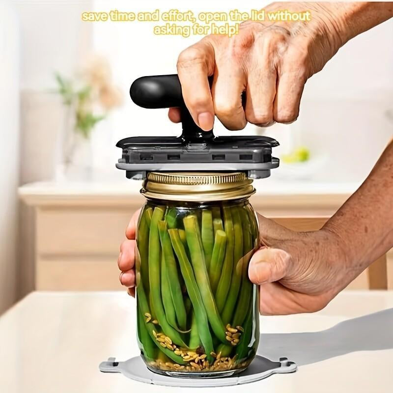 1PC Bottle Cap Opener - Stainless Steel Bottle Cap Opener with Adjustable Rotary Powerless Bottle Opener with Grip Kitchen Utensils
