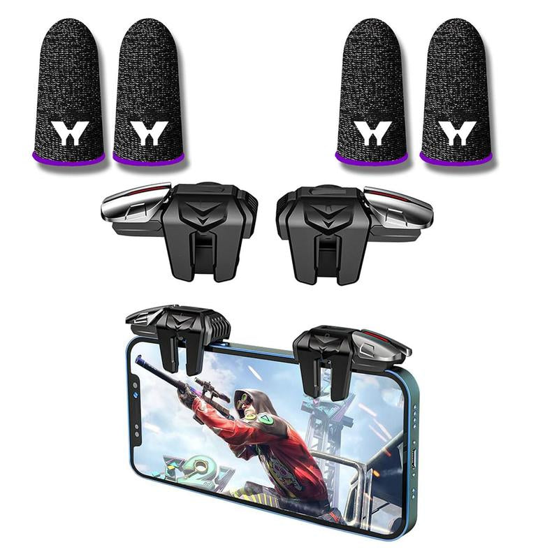 Mobile Controller & Gloves, Durable Anti-Sweat & Anti-Slip Finger Gloves, Game Finger Gloves & Controller Set, Accessories for Iphone Android, Gaming Stuff, Gaming Items, Black Gaming Products, Devices