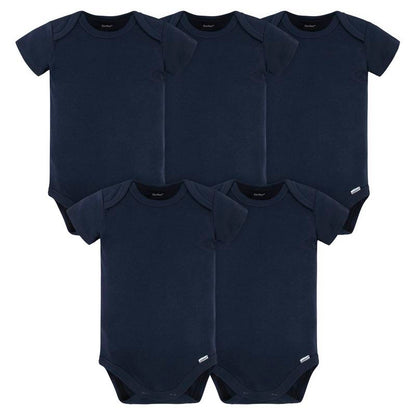 Gerber Baby Boys and Girls Onesies® Brand Short Sleeve Bodysuits, Navy, 5-Pack