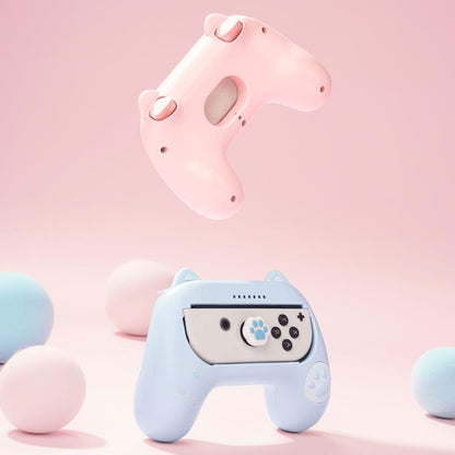Geekshare Cat Ear Grips for Nintendo Switch Joy-Con 2Pcs with Thumb Grips Cap Controller Accessories Gaming Items
