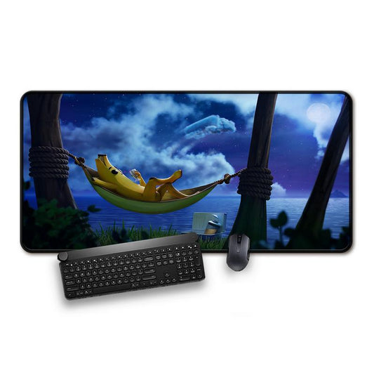 Extra Large Banana Chilling Mousepad - Popular Gaming Accessories - Anti-Slip Rubber Base, Gaming Deskmat